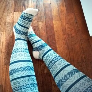 Blue & cream tribal tights